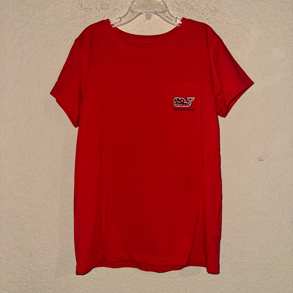 Vineyard Vines Red Stars & Stripes Whale Short Sleeve Shirt- Size Medium